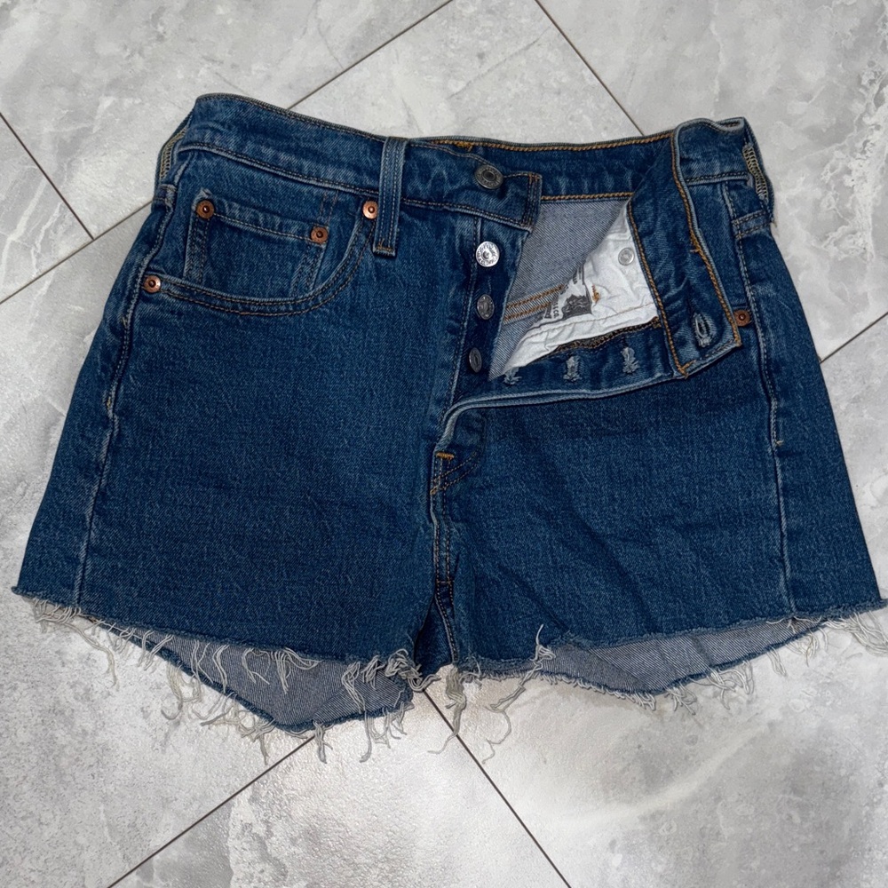 Levi's Indigo Denim 501 High Waisted Jean Shorts